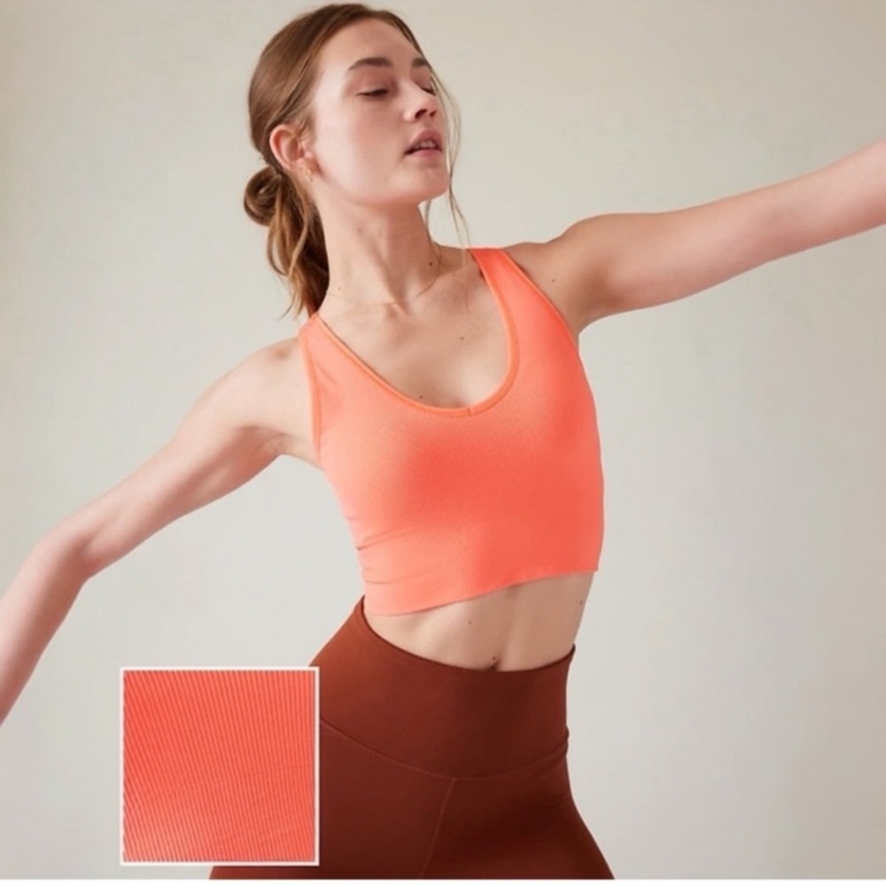 Athleta Orange Crop Rib Aurora Racerback Top